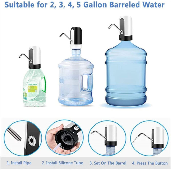 Portable Water Dispenser Electric Pump Usb Charge Water Pump For 5 Gallon Bottle With Extension Hose Barreled Water Tools